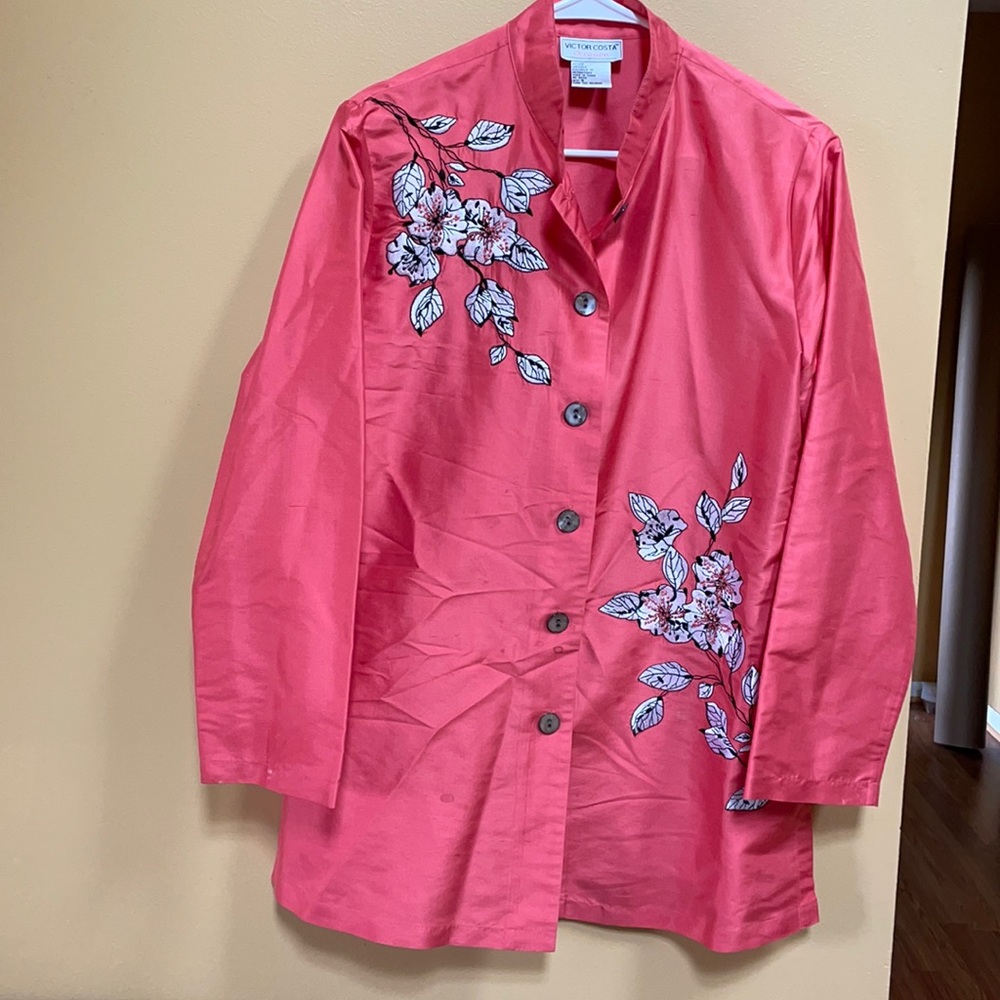 VICTOR COSTA OCCASION Coral 💯 Silk Tunic Size S